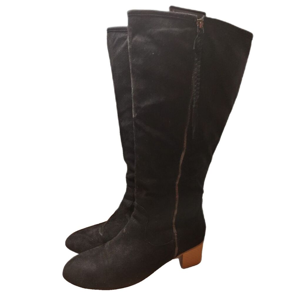 Journee Collection Braided Zip Boots Women’s 12 Black Heeled Booties